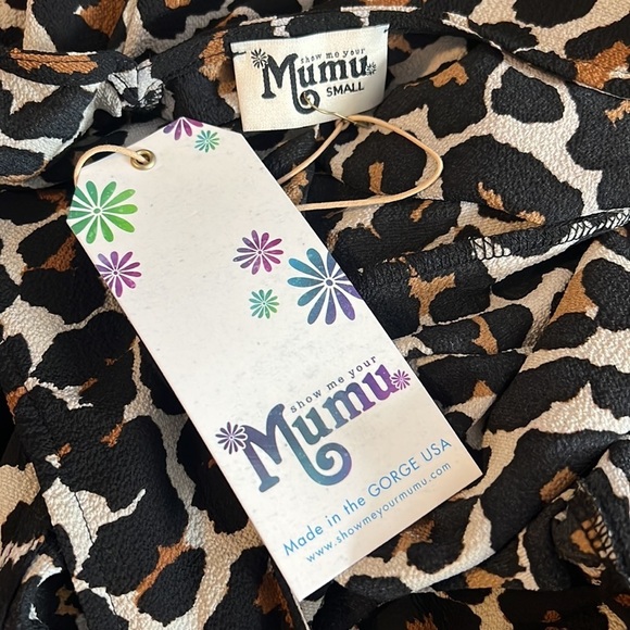 🌺SHOW ME YOUR MUMU Friday Choker Mini Dress in Cheetah Club Pebble Size XS NWT🌺 - Picture 9 of 10